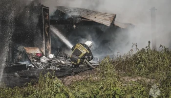 Возгорание в гараже на улице Победы в г. Советском
